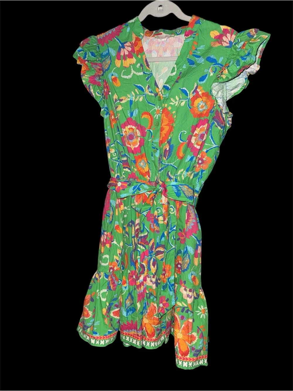 Flying Tomatoes Floral Dress | Large | Flutter Sleeves | Boho Cottagecore